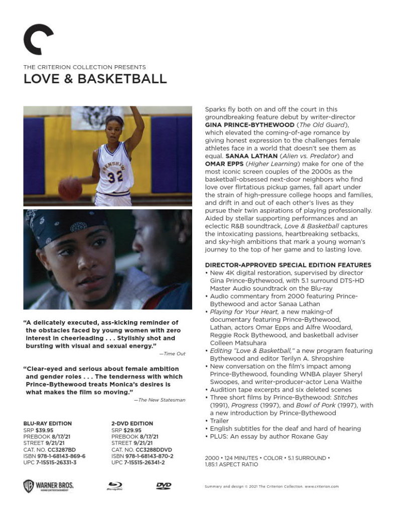 Love & Basketball [Blu-ray] [Criterion Collection] by Gina  Prince-Bythewood, Gina Prince-Bythewood, Blu-ray