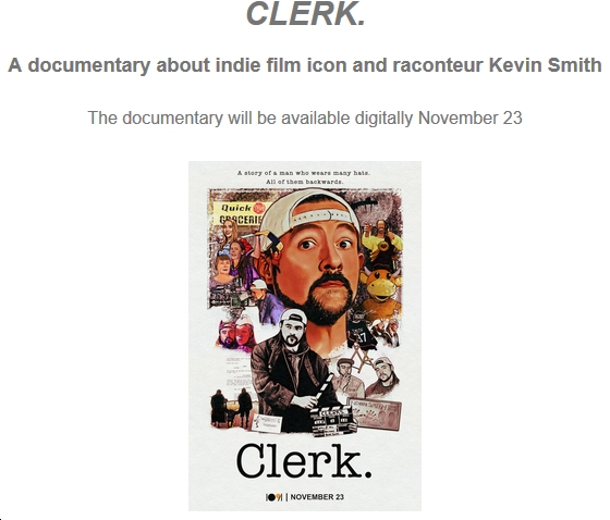 'Clerk.' Takes Look at Indie Filmmaker Kevin Smith Nov. 23