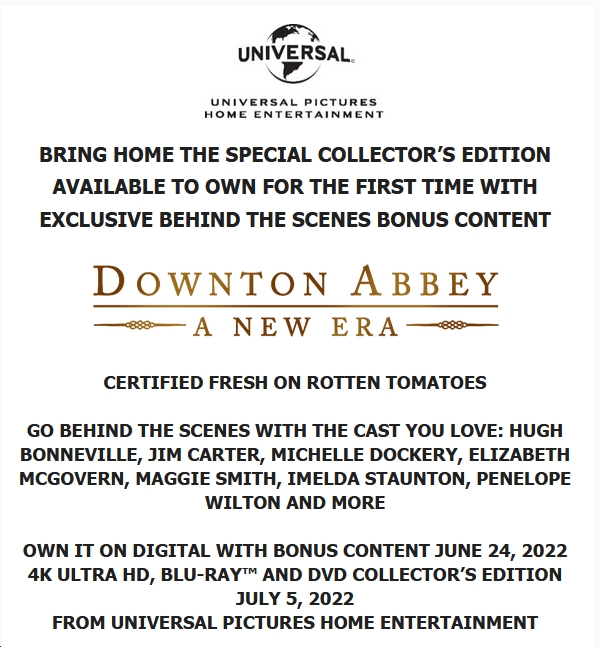 'Downton Abbey: A New Era' Streams June 9; Hits Bonus Digital June 24; Disc July 5