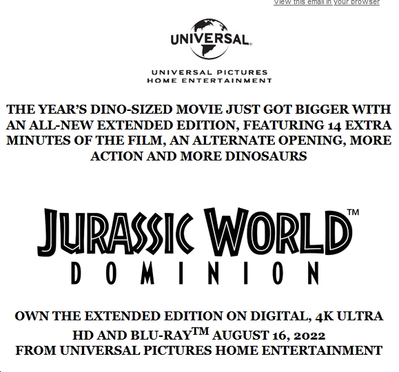 'Jurassic World Dominion' Extended Edition Arrives on Disc Aug. 16