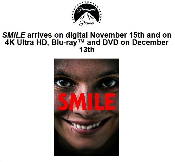 'Smile' Goes Digital Nov. 15, on DVD, Blu-ray & 4K Dec. 13