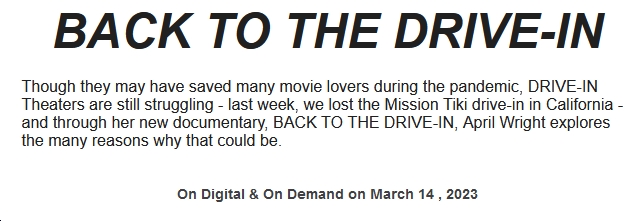 'Back to the Drive-In' Thrives on Digital, VOD March 14