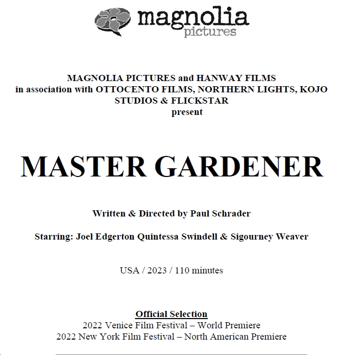 'Master Gardener' Blooms on VOD, Blue-ray & DVD Sept. 5