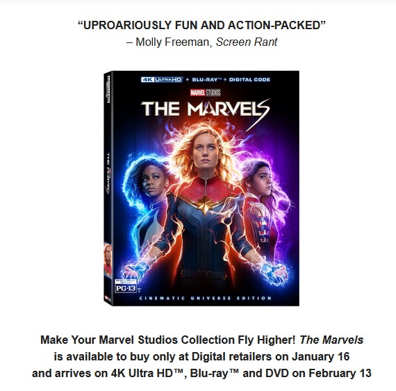 'The Marvels' Take Over the Universe on Digital, VOD Jan. 16, 4K, Blu-ray & DVD Feb. 13