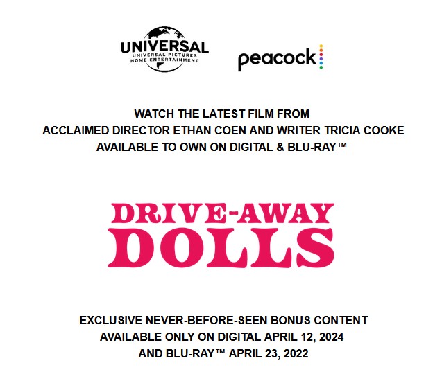 'Ethan Coen's 'Drive-Away Dolls' Streams on Peacock April 12; on DVD & Blu-ray April 23