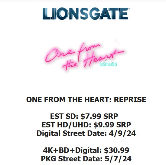 Coppola Restores and Reimagines 'One From the Heart' on Digital April 9; on 4K UHD May 7