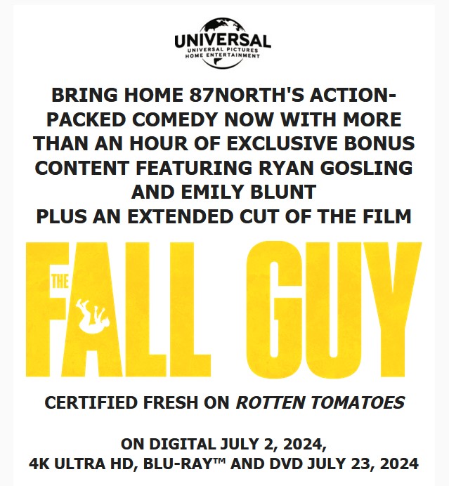 Extended 'The Fall Guy' Runs Stunts on Digital July 2, 4K UHD, Blu-ray & DVD July 23