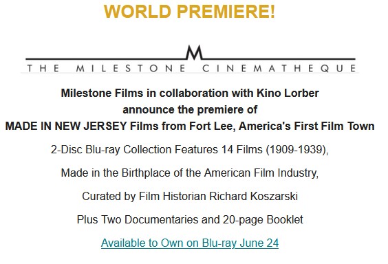 'Made in New Jersey: Films from Fort Lee, America's First Film Town' Available Now