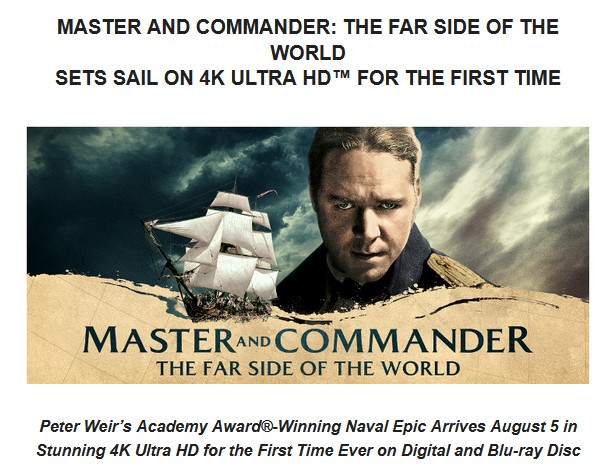 'Master and Commander' Battens Down the Hatches on Digital, 4K UHD Steelbook Aug. 5
