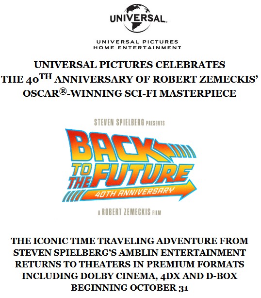 Universal Celebrates 'Back to the Future' 40th With 4k UHD Editions, 4K UHD Trilogy Gift Set. on Oct. 14