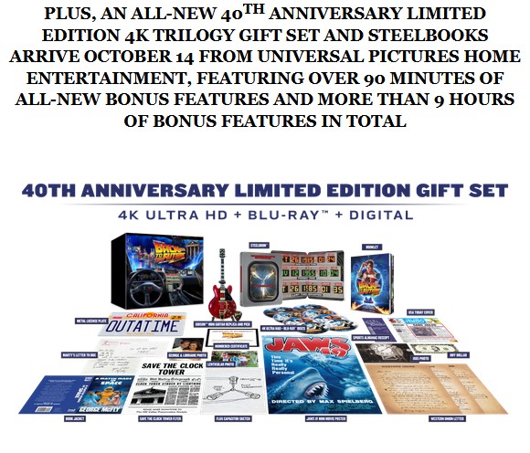 Universal Celebrates 'Back to the Future' 40th With 4k UHD Editions, 4K UHD Trilogy Gift Set. on Oct. 14