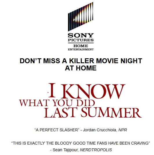 'I Know What You Did Last Summer' Streams August 26; on DVD, Blu-ray & 4K UHD Oct, 7