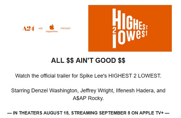 First Look at the Trailer, Art for Spike Lee's 'Highest 2 Lowest'