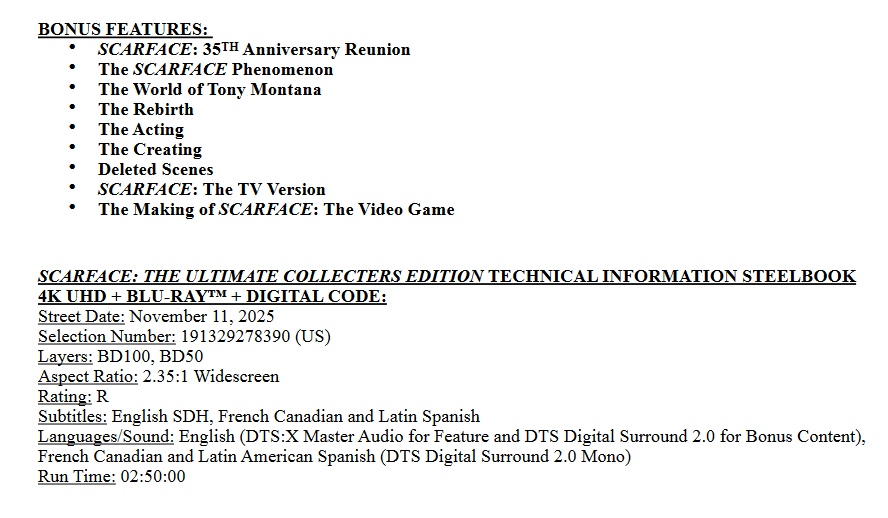 Elaborate 'Scarface' Ultimate Collector's Steelbook Shoots to 4K UHD Nov. 11